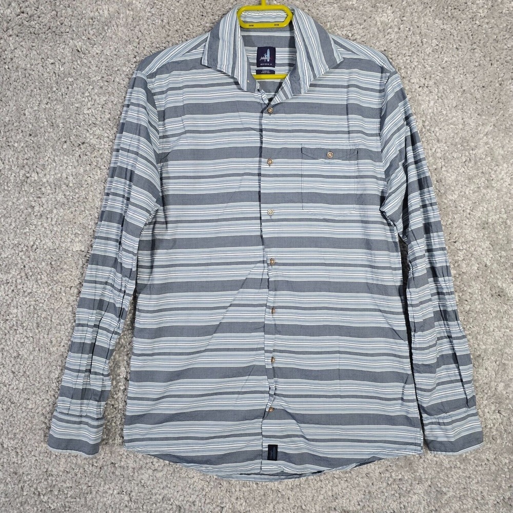 johnnie-O Button Down Shirt Men's Medium Indigo Striped Cotton Surf‎ Beach